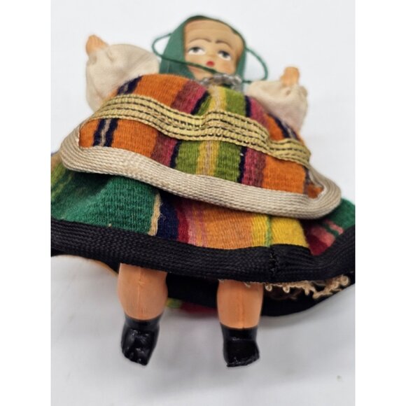 Vintage German Celluloid Folk Art Doll Hanging Christmas Tree Ornament - Picture 6 of 10